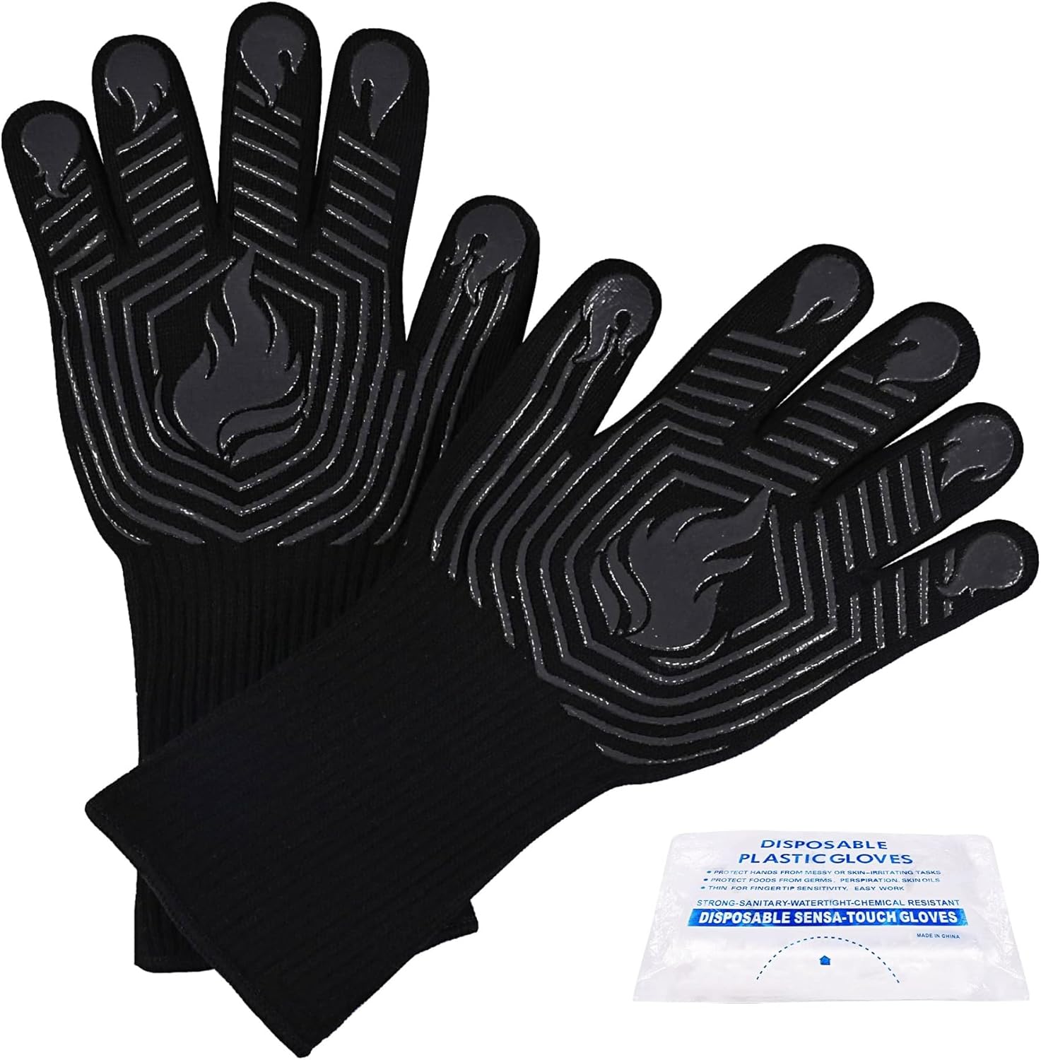 Oven Mitt Silicone - 1472°F Heat Resistant BBQ Gloves, Non-Slip