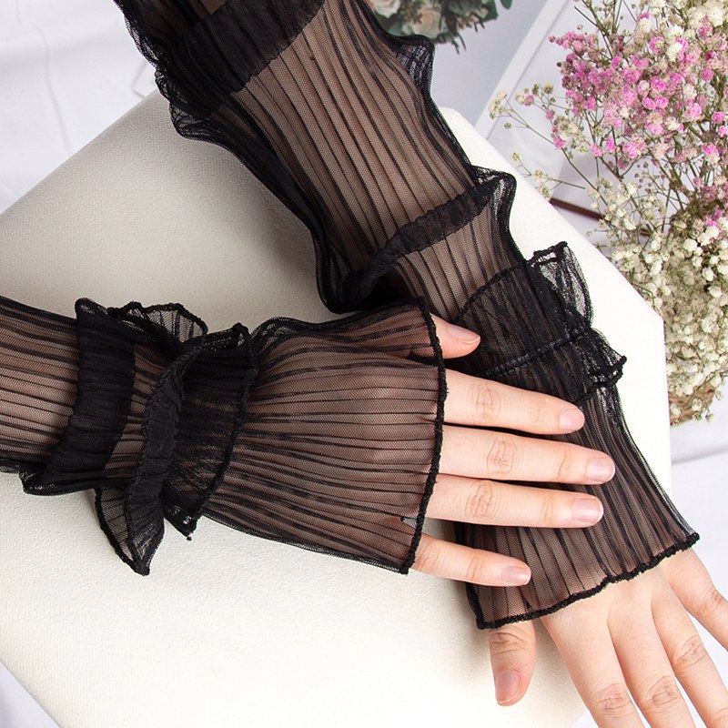 Fingerless Glove Knit - Women Summer Long Sun-protective Sleeve Sweet