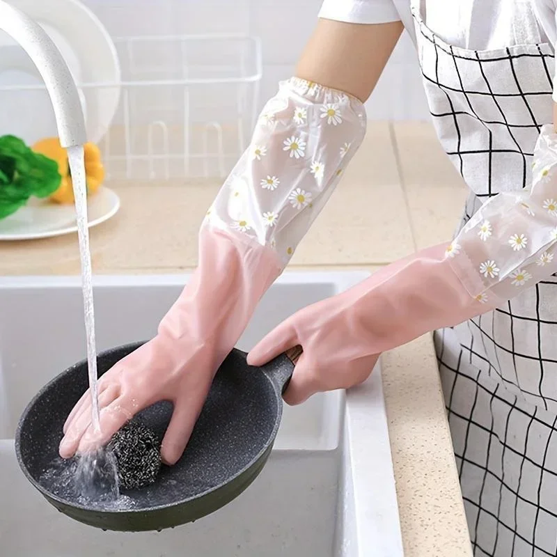 1 Pair Rubber Gloves Long Slee - đánh giá và giá Dish Glove Rubber