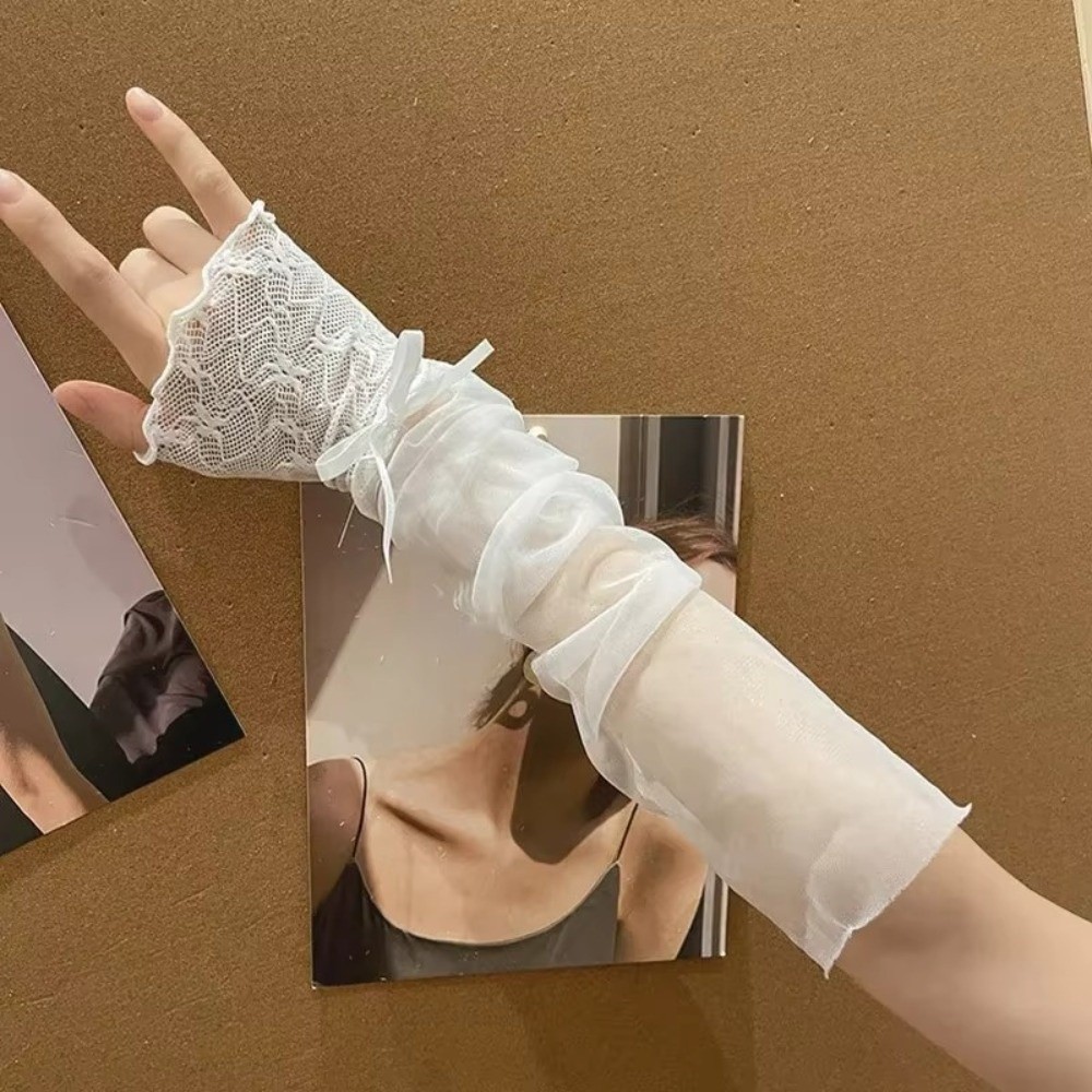 Y2K Lace Ruffle Mesh Gloves Sh - đánh giá và giá Fingerless Glove Knit