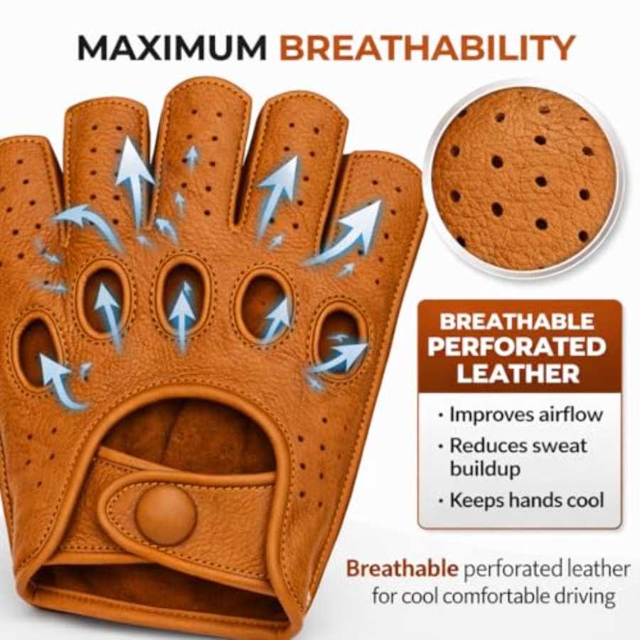 Mens fingerless leather drivin - đánh giá và giá Leather Driving Glove