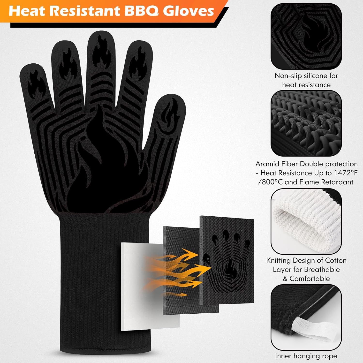1472°F Heat Resistant BBQ Glov - đánh giá và giá Oven Mitt Silicone