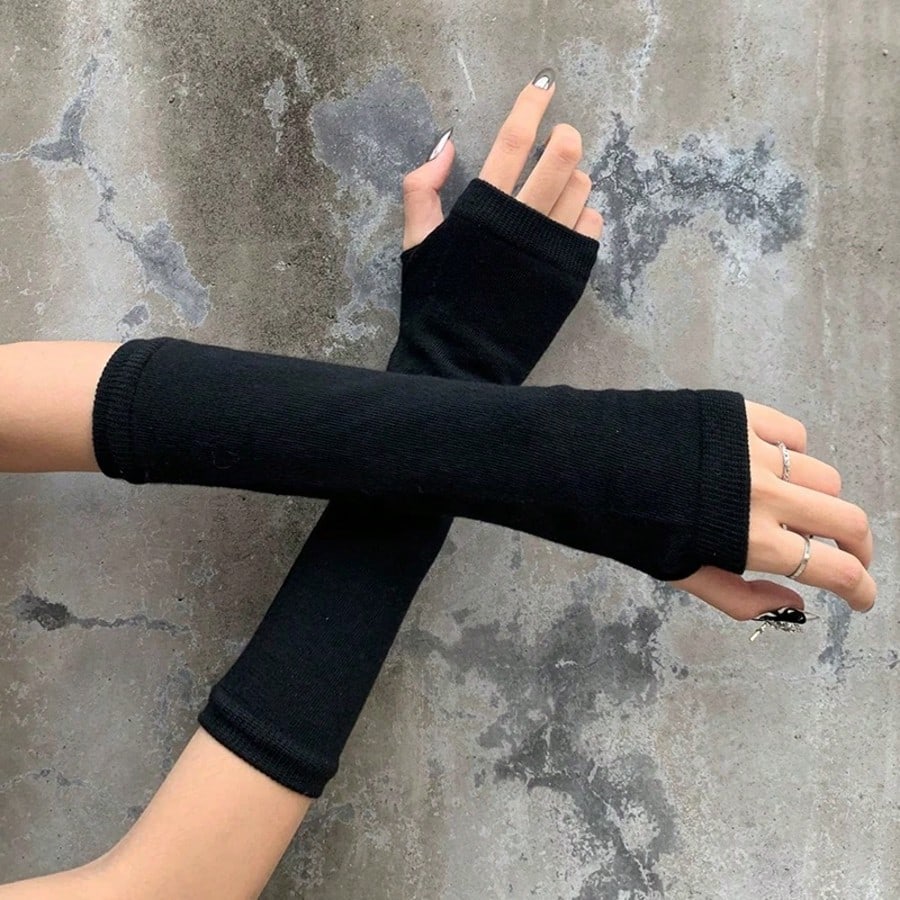 1 Pair Y2K Punk Striped Knitte - đánh giá và giá Fingerless Glove Knit