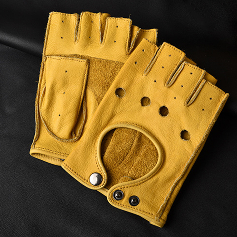 Leather Gloves Men's Half Fing - đánh giá và giá Leather Driving Glove