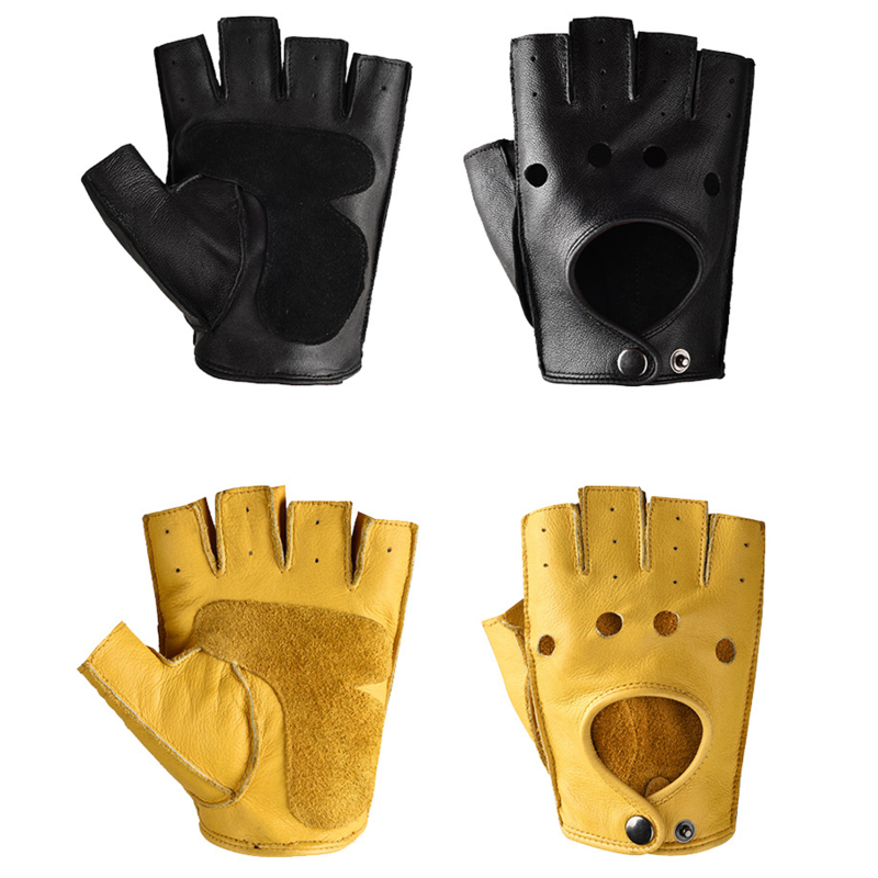 Leather Gloves Men's Half Fing - đánh giá và giá Leather Driving Glove
