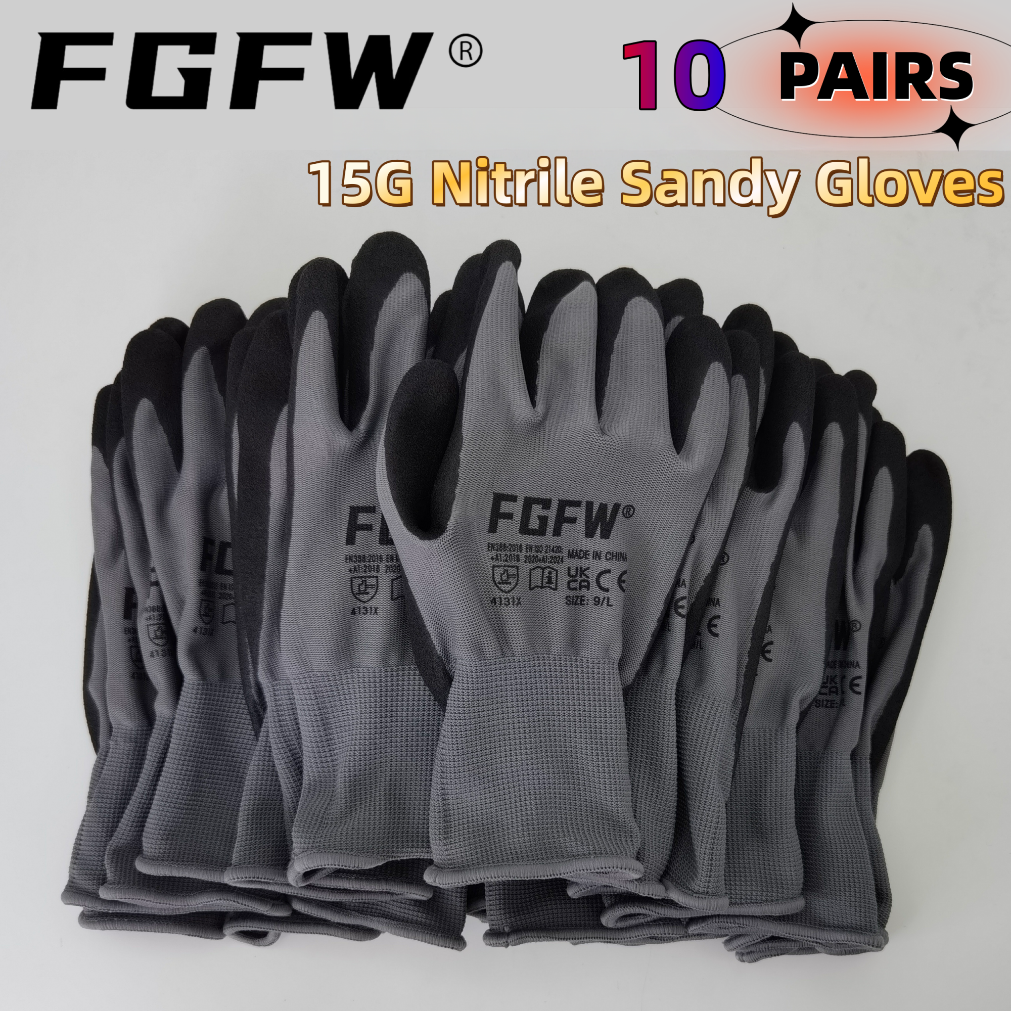 FGFW 10 Pairs Gray Nitrile San - đánh giá và giá Nitrile Mechanic Glove