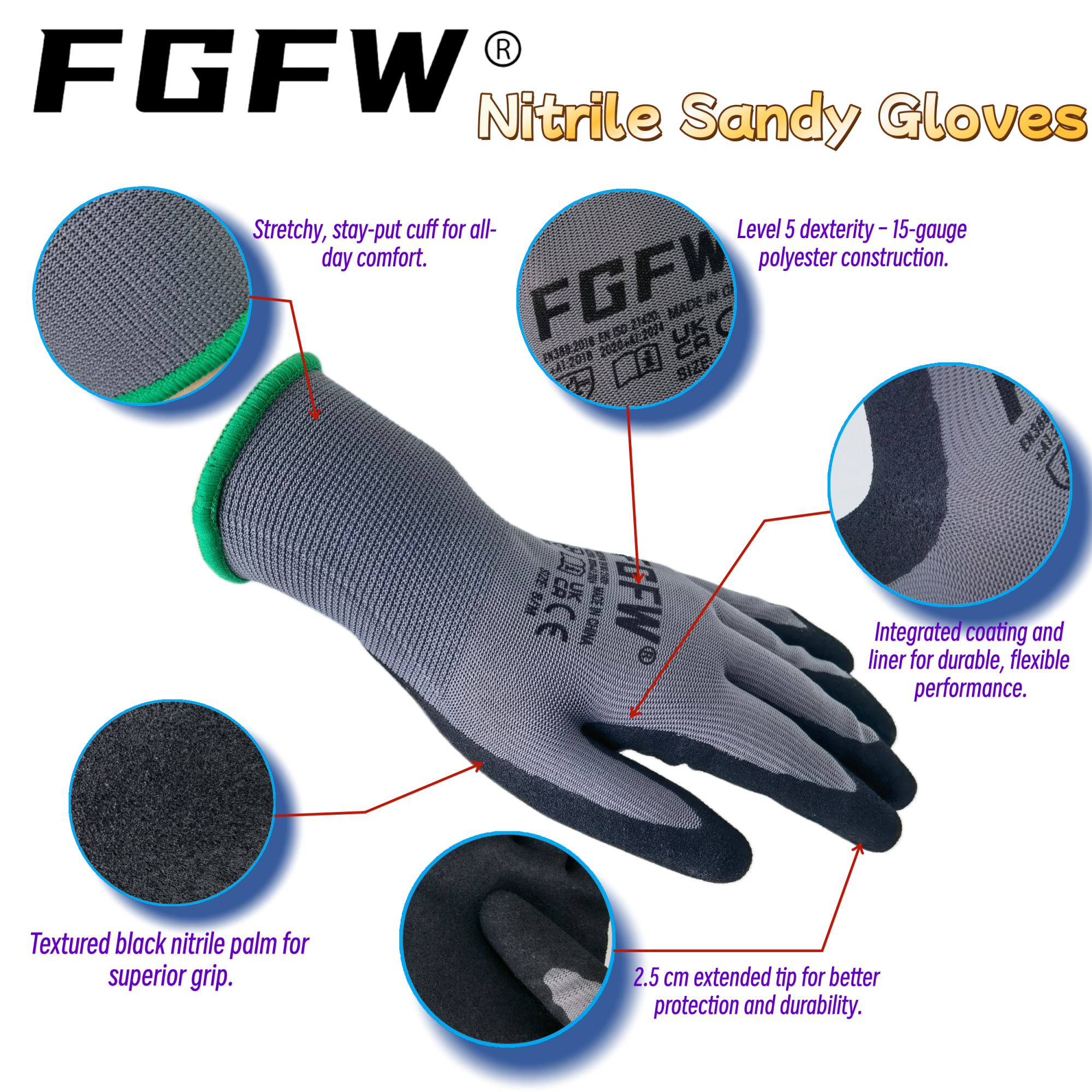 FGFW 10 Pairs Gray Nitrile San - đánh giá và giá Nitrile Mechanic Glove