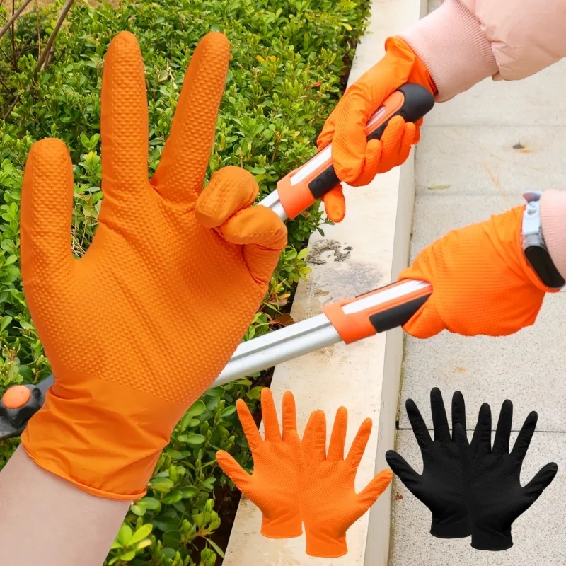 Heavy Duty Orange Nitrile Glov - đánh giá và giá Nitrile Mechanic Glove