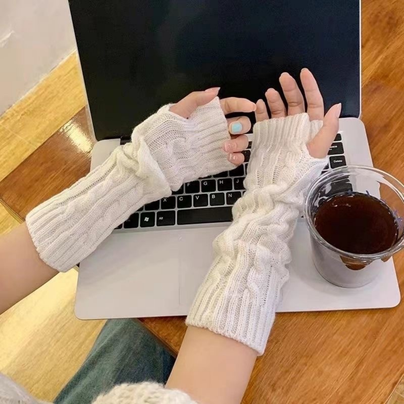 2PCS Cable Knit Fingerless Glo - đánh giá và giá Fingerless Glove Knit