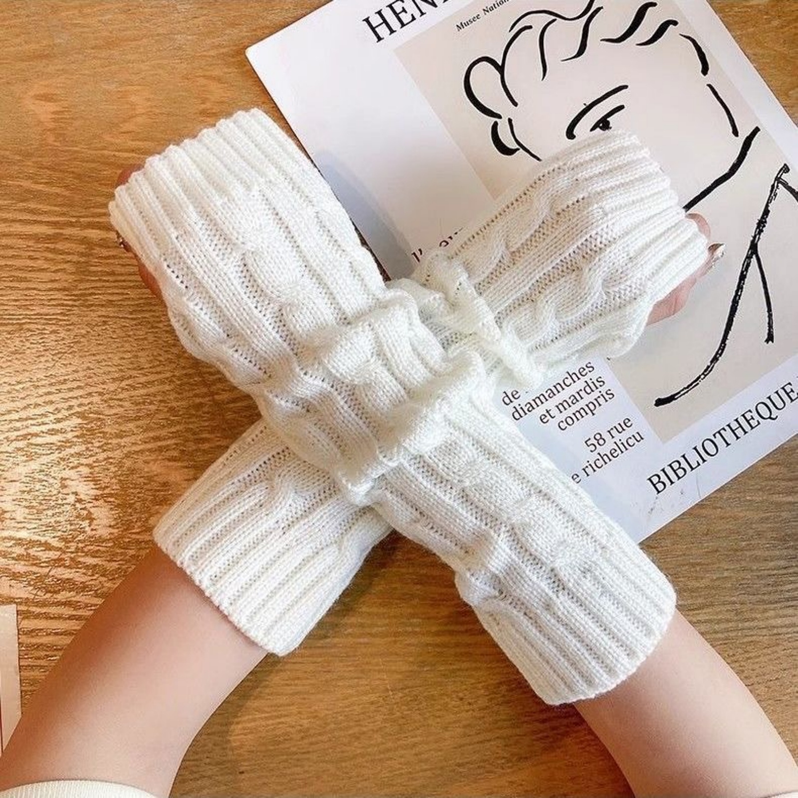 2PCS Cable Knit Fingerless Glo - đánh giá và giá Fingerless Glove Knit
