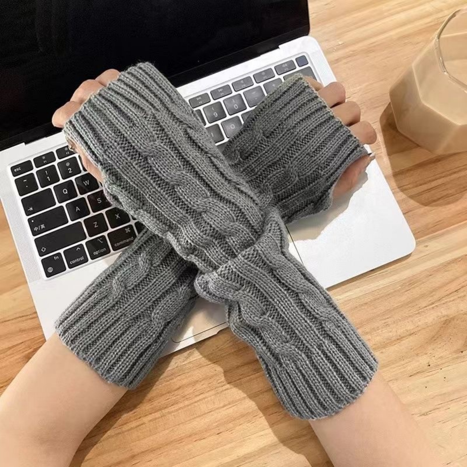 2PCS Cable Knit Fingerless Glo - đánh giá và giá Fingerless Glove Knit