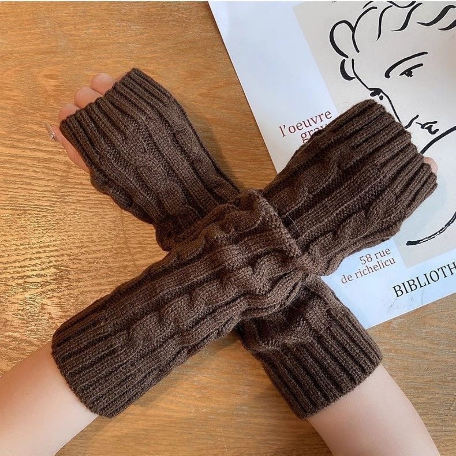 2PCS Cable Knit Fingerless Glo - đánh giá và giá Fingerless Glove Knit